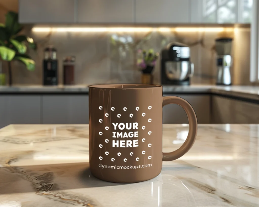 15oz Blank Brown Ceramic Coffee Mug Mockup Template