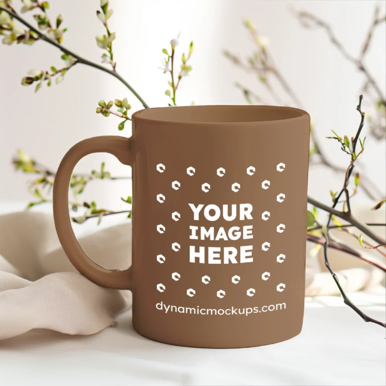 15oz Blank Brown Ceramic Coffee Mug Mockup Template