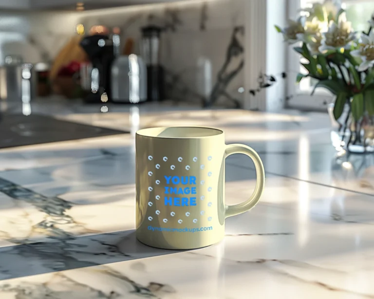 15oz Blank Cream Ceramic Coffee Mug Mockup Template