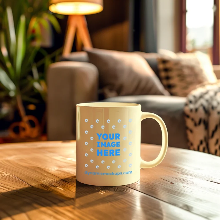 15oz Blank Cream Ceramic Coffee Mug Mockup Template