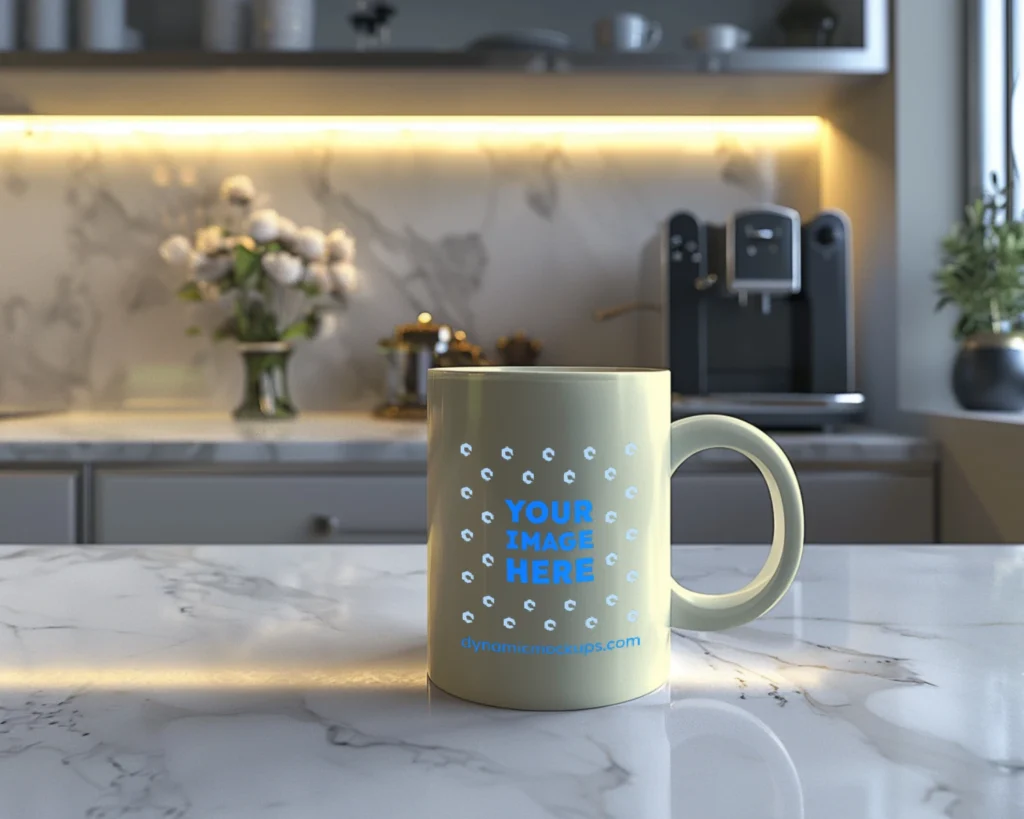 15oz Blank Cream Ceramic Coffee Mug Mockup Template