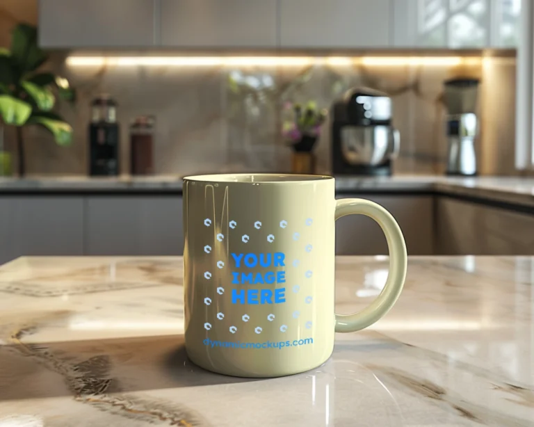 15oz Blank Cream Ceramic Coffee Mug Mockup Template