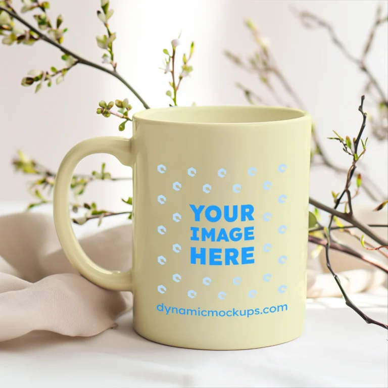 15oz Blank Cream Ceramic Coffee Mug Mockup Template