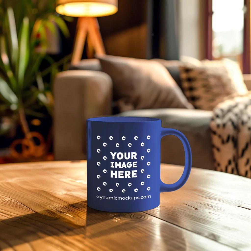 15oz Blank Dark Blue Ceramic Coffee Mug Mockup Template