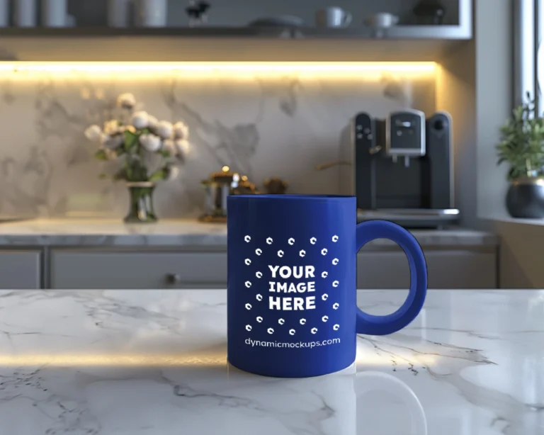 15oz Blank Dark Blue Ceramic Coffee Mug Mockup Template