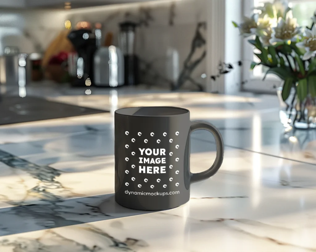 15oz Blank Dark Gray Ceramic Coffee Mug Mockup Template