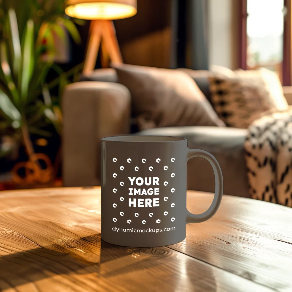 15oz Blank Dark Gray Ceramic Coffee Mug Mockup Template