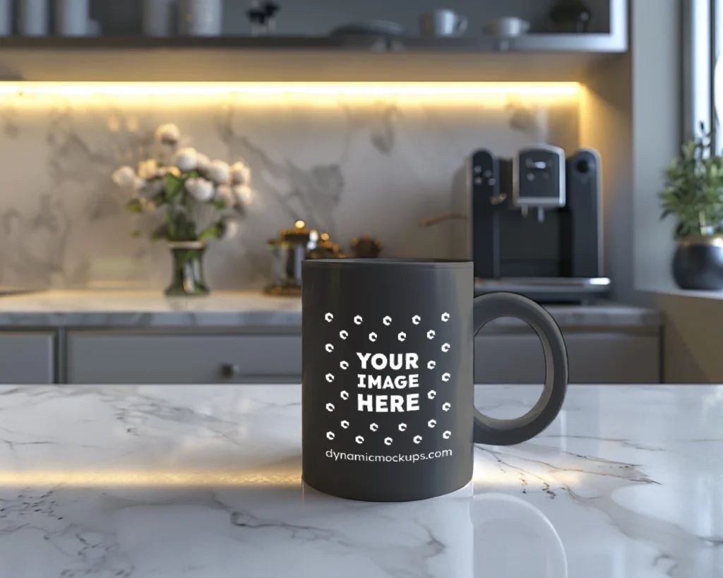 15oz Blank Dark Gray Ceramic Coffee Mug Mockup Template