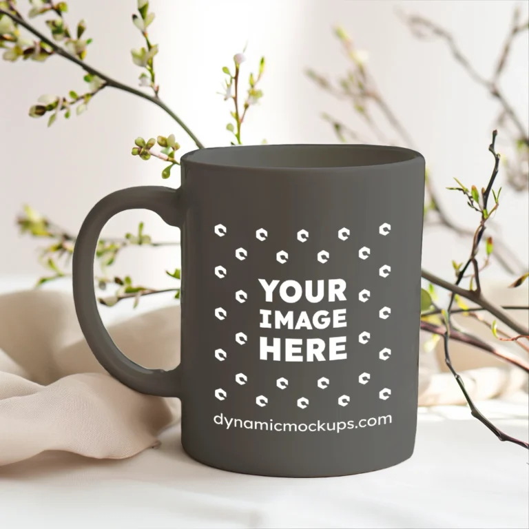 15oz Blank Dark Gray Ceramic Coffee Mug Mockup Template