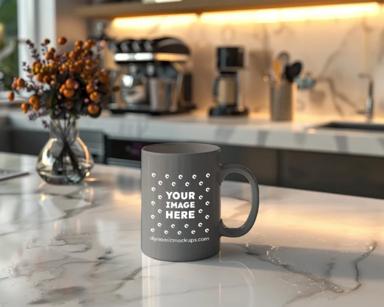 15oz Blank Gray Ceramic Coffee Mug Mockup Template