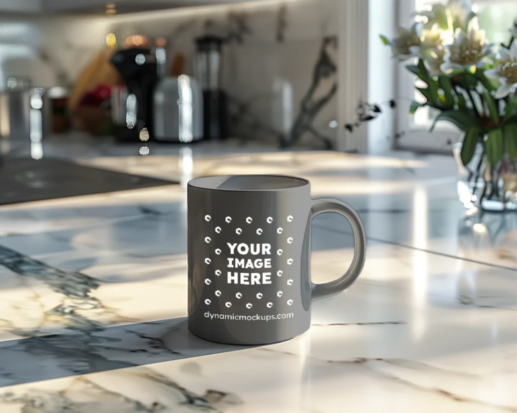 15oz Blank Gray Ceramic Coffee Mug Mockup Template