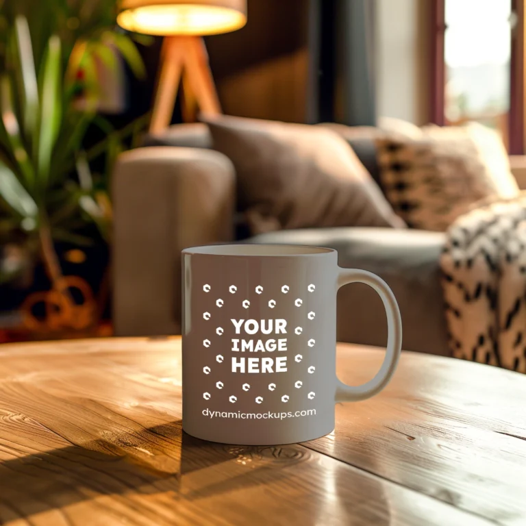 15oz Blank Gray Ceramic Coffee Mug Mockup Template