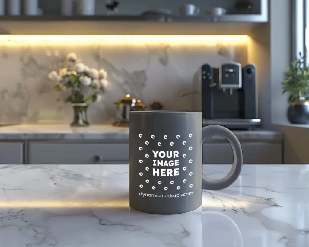 15oz Blank Gray Ceramic Coffee Mug Mockup Template