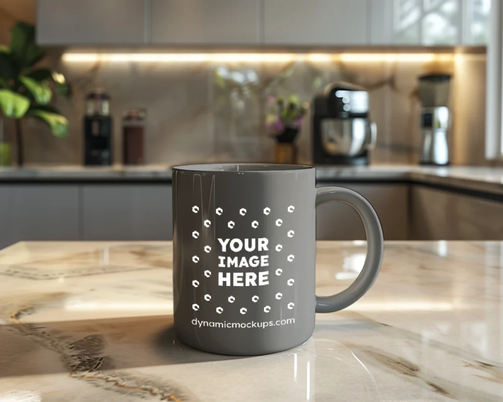 15oz Blank Gray Ceramic Coffee Mug Mockup Template