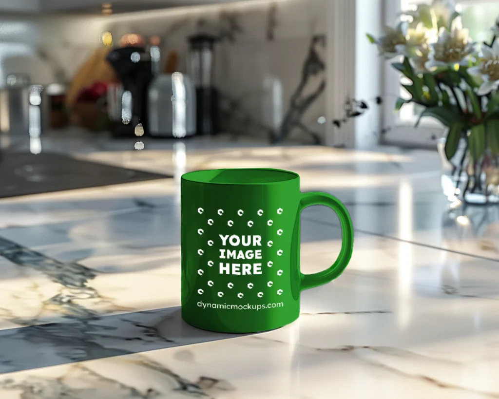 15oz Blank Green Ceramic Coffee Mug Mockup Template