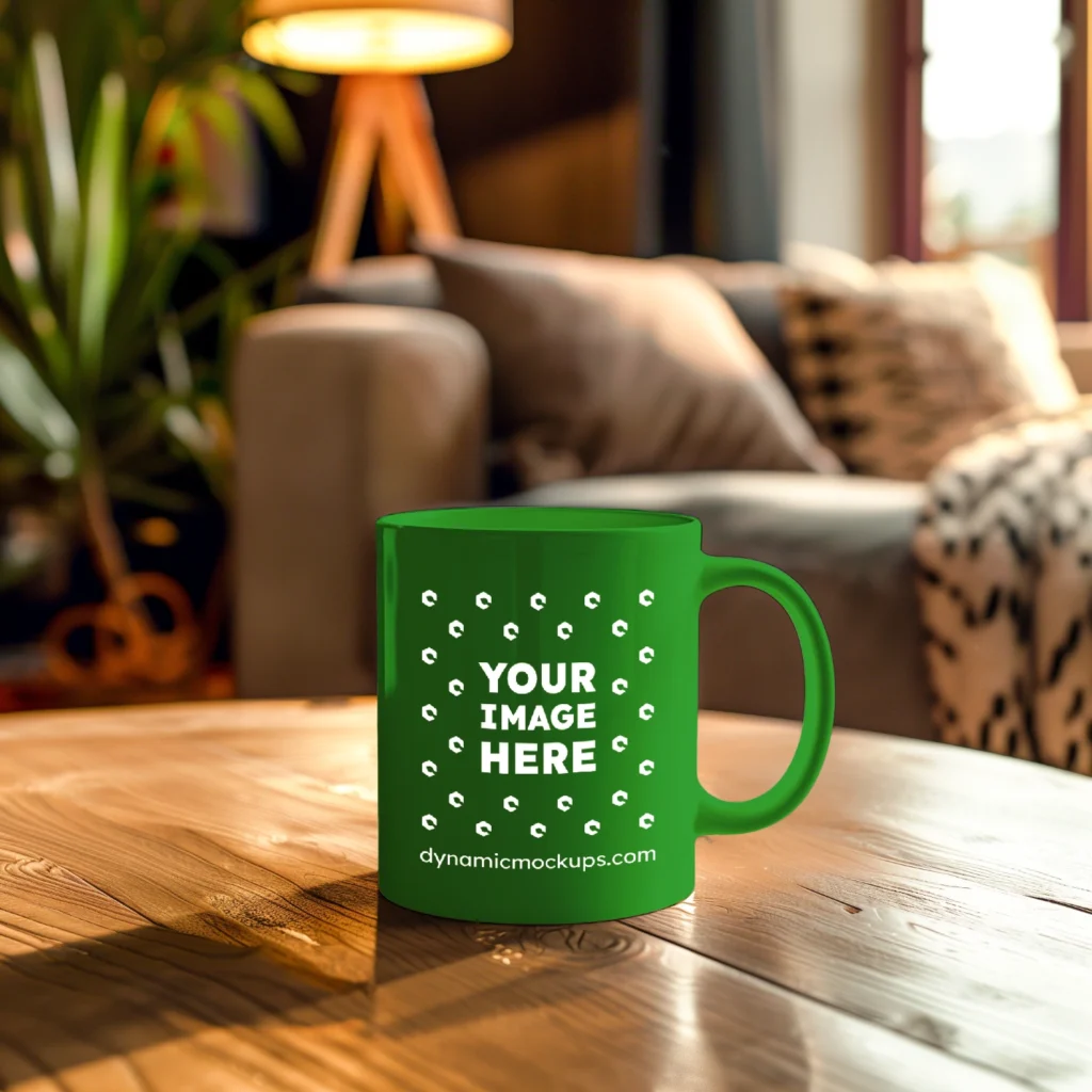 15oz Blank Green Ceramic Coffee Mug Mockup Template