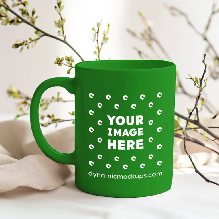 15oz Blank Green Ceramic Coffee Mug Mockup Template