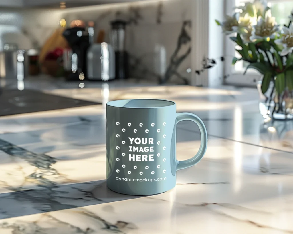 15oz Blank Light Blue Ceramic Coffee Mug Mockup Template