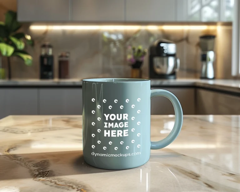 15oz Blank Light Blue Ceramic Coffee Mug Mockup Template