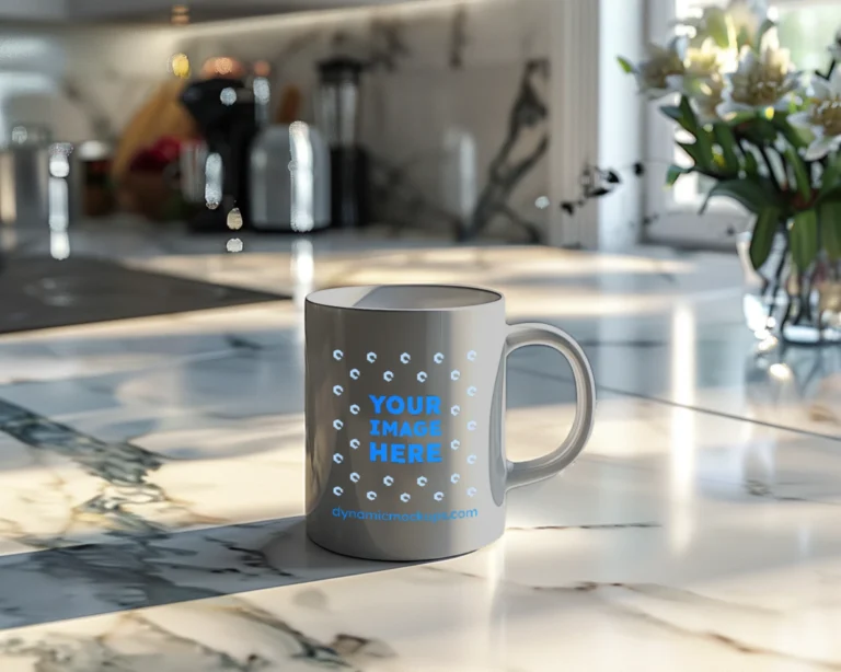 15oz Blank Light Gray Ceramic Coffee Mug Mockup Template