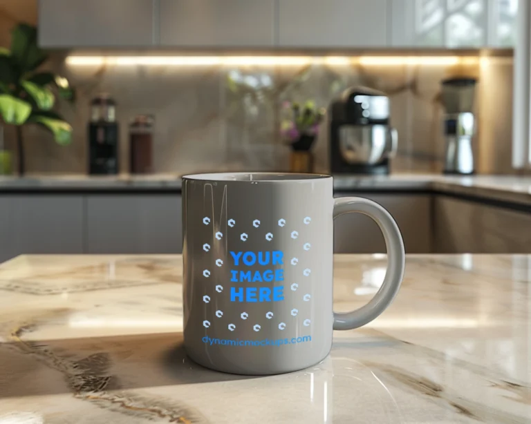 15oz Blank Light Gray Ceramic Coffee Mug Mockup Template