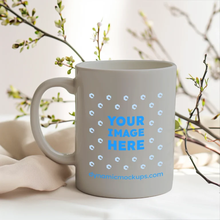 15oz Blank Light Gray Ceramic Coffee Mug Mockup Template