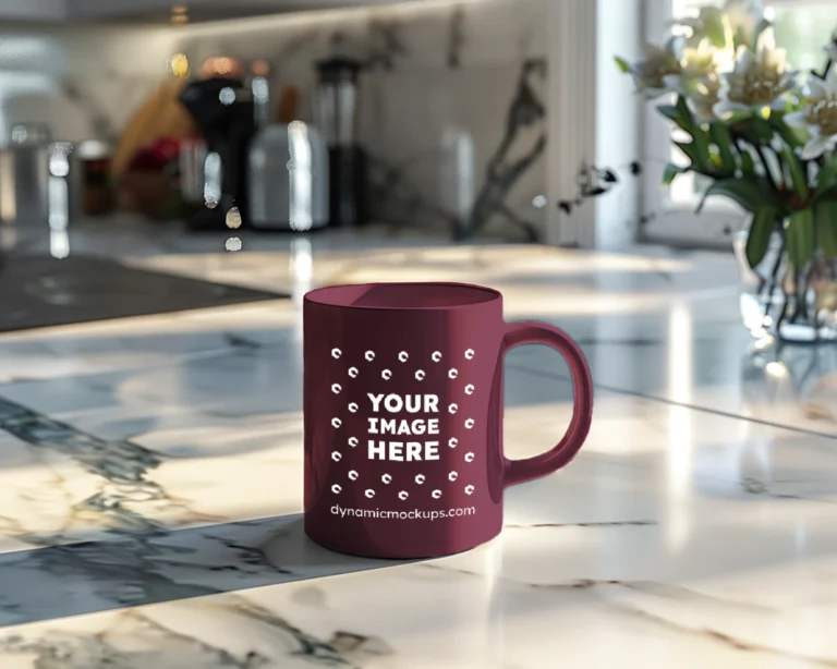 15oz Blank Maroon Ceramic Coffee Mug Mockup Template