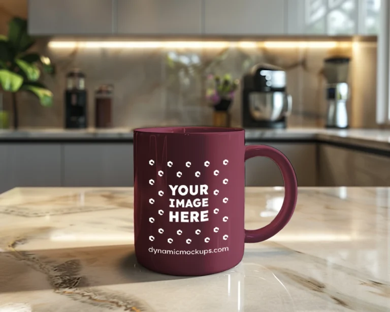 15oz Blank Maroon Ceramic Coffee Mug Mockup Template