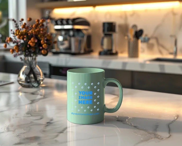 15oz Blank Mint Ceramic Coffee Mug Mockup Template