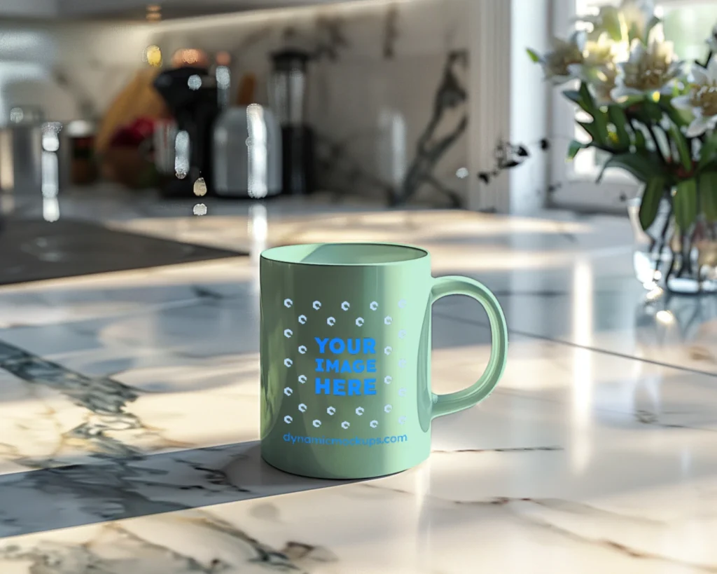 15oz Blank Mint Ceramic Coffee Mug Mockup Template