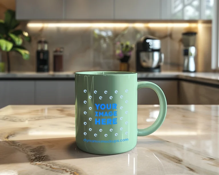 15oz Blank Mint Ceramic Coffee Mug Mockup Template