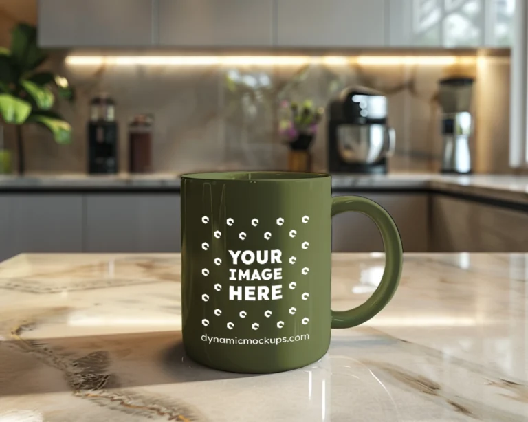 15oz Blank Olive Green Ceramic Coffee Mug Mockup Template