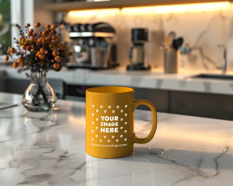 15oz Blank Orange Ceramic Coffee Mug Mockup Template