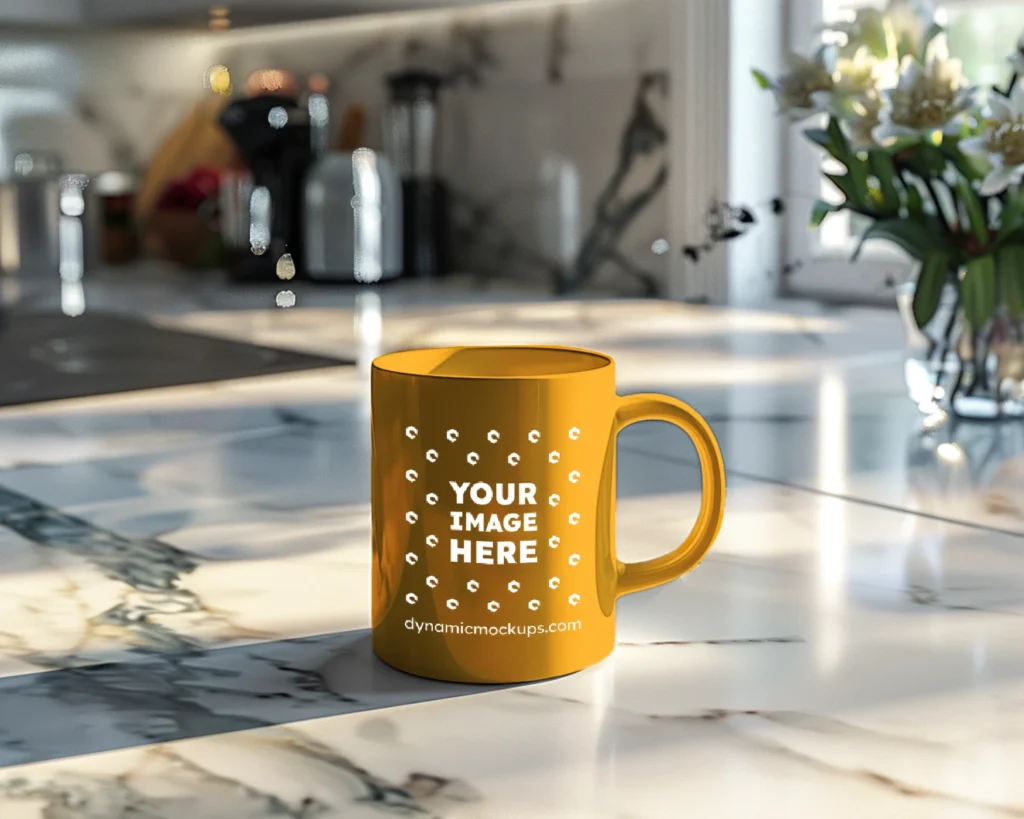 15oz Blank Orange Ceramic Coffee Mug Mockup Template