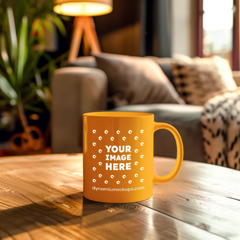 15oz Blank Orange Ceramic Coffee Mug Mockup Template