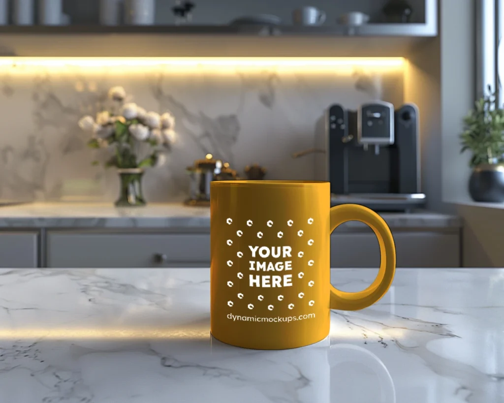 15oz Blank Orange Ceramic Coffee Mug Mockup Template