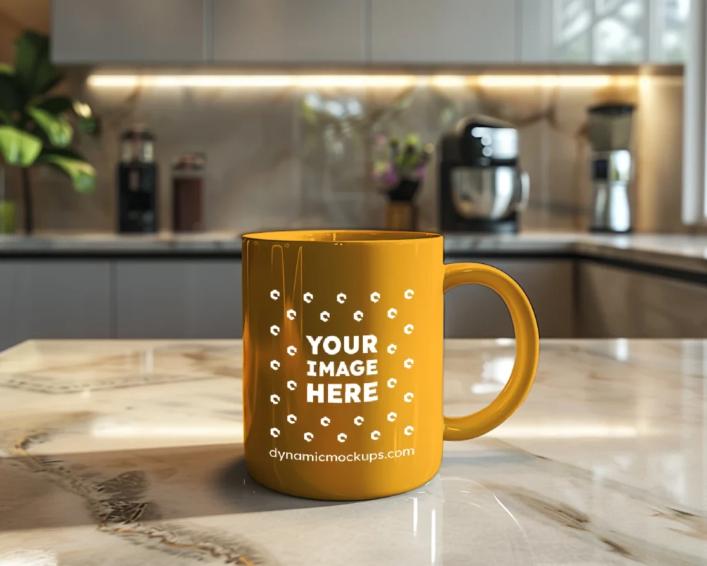 15oz Blank Orange Ceramic Coffee Mug Mockup Template