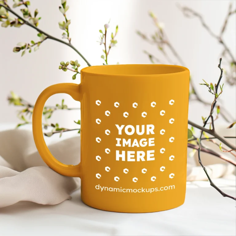 15oz Blank Orange Ceramic Coffee Mug Mockup Template