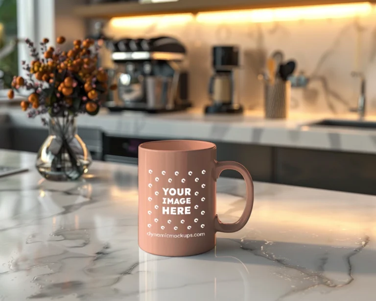 15oz Blank Peach Ceramic Coffee Mug Mockup Template