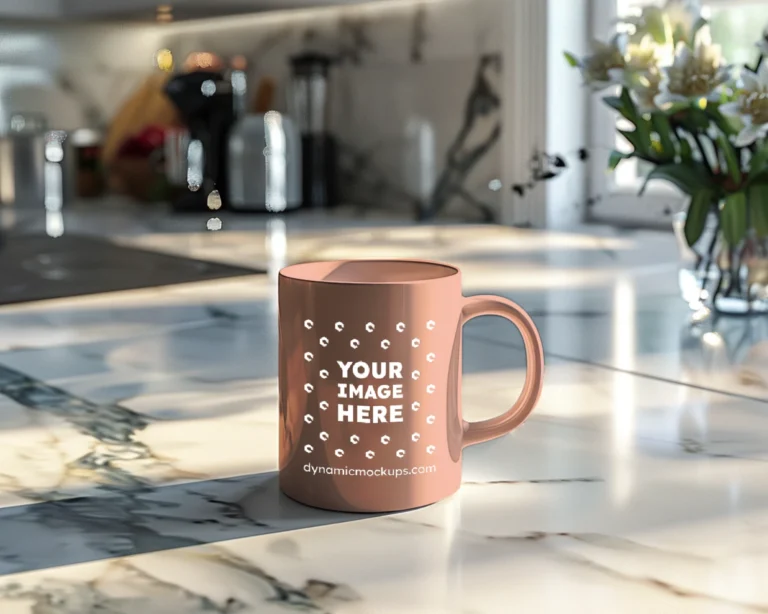 15oz Blank Peach Ceramic Coffee Mug Mockup Template