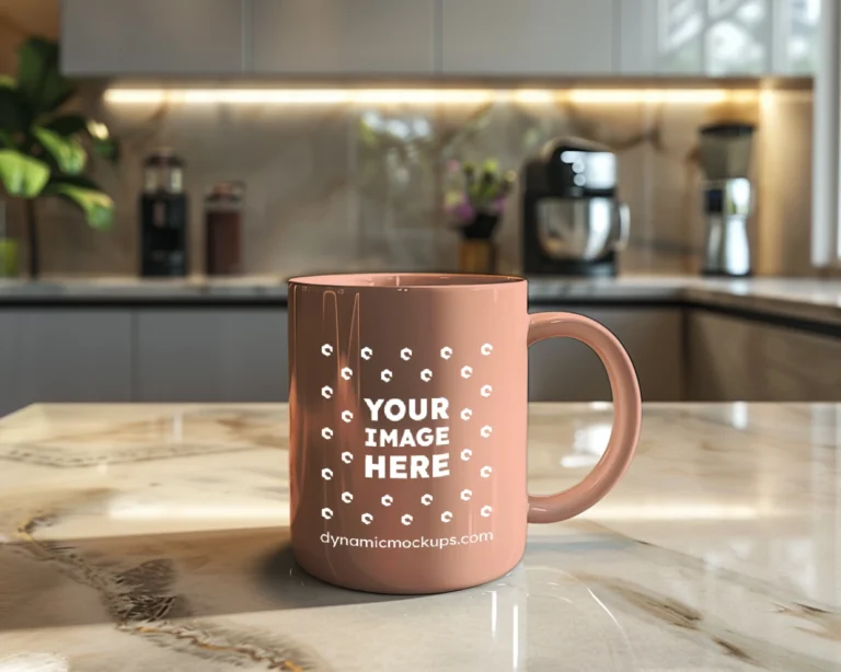 15oz Blank Peach Ceramic Coffee Mug Mockup Template