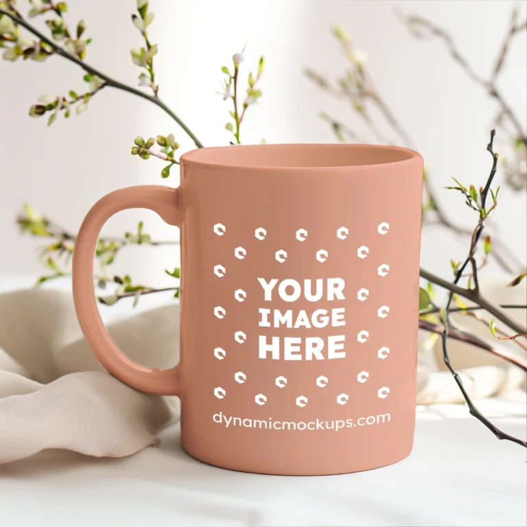 15oz Blank Peach Ceramic Coffee Mug Mockup Template