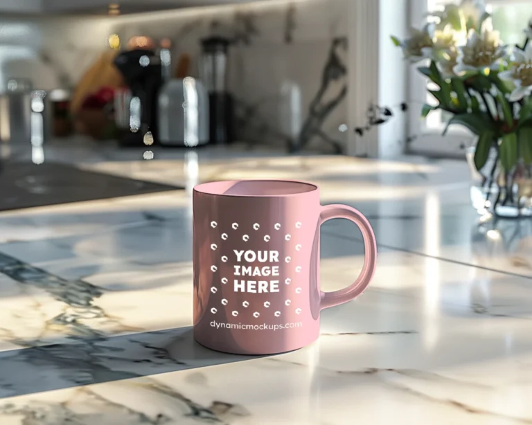 15oz Blank Pink Ceramic Coffee Mug Mockup Template