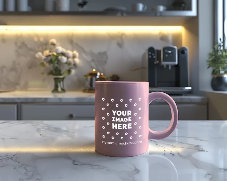 15oz Blank Pink Ceramic Coffee Mug Mockup Template