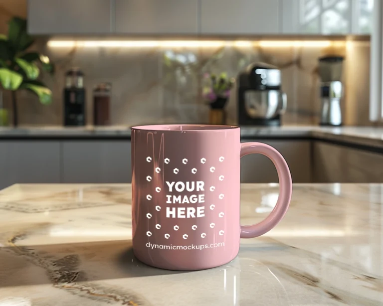 15oz Blank Pink Ceramic Coffee Mug Mockup Template