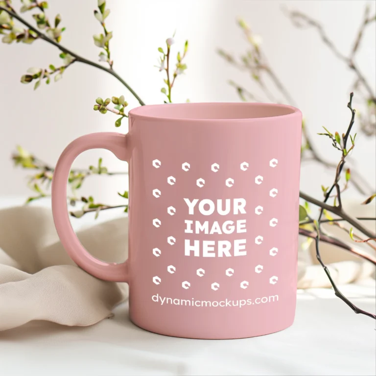 15oz Blank Pink Ceramic Coffee Mug Mockup Template