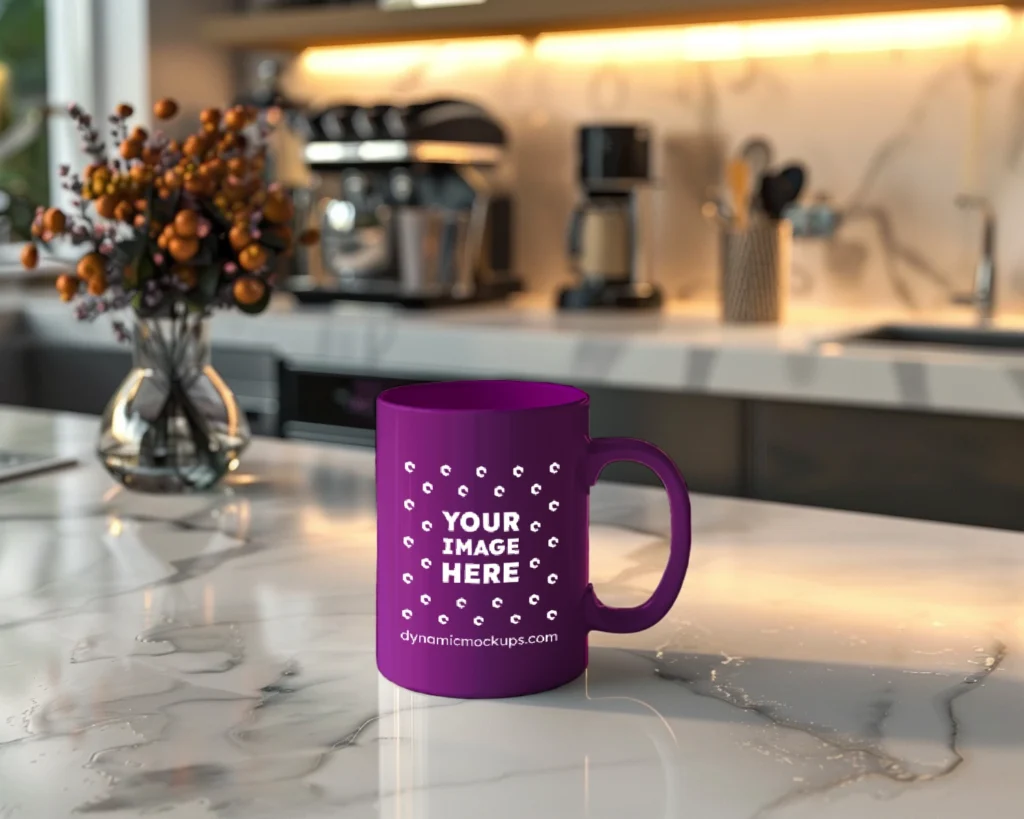 15oz Blank Purple Ceramic Coffee Mug Mockup Template