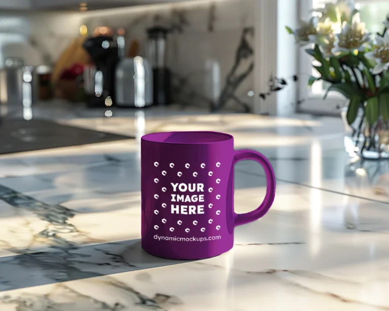 15oz Blank Purple Ceramic Coffee Mug Mockup Template