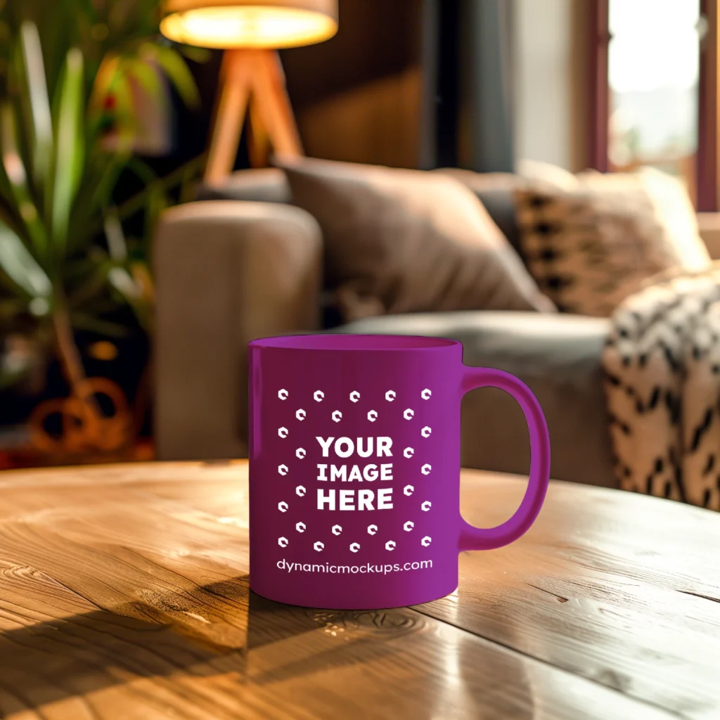 15oz Blank Purple Ceramic Coffee Mug Mockup Template