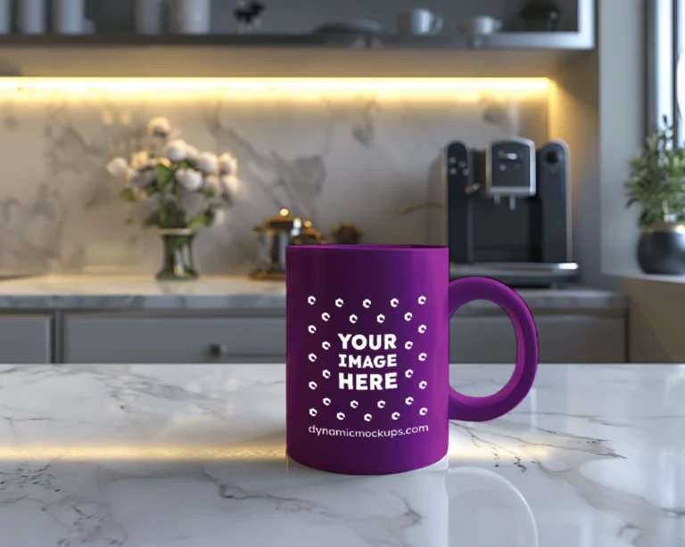 15oz Blank Purple Ceramic Coffee Mug Mockup Template